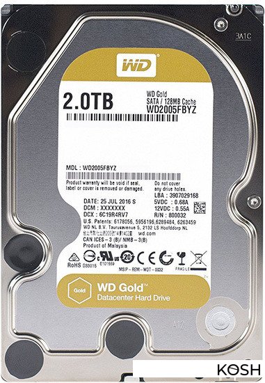 

Жесткий диск Western Digital Gold 2000Gb (WD2005FBYZ)