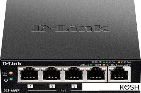 

Коммутатор D-Link DGS-1005P/A1A (5 портов, 1000Mbps)