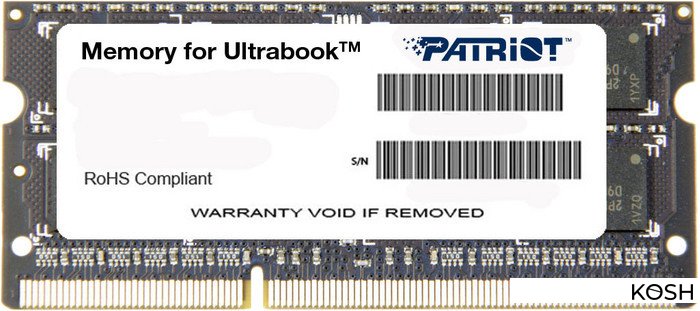 

Оперативная память SODIMM DDR3-1600 8Gb Patriot (PSD38G1600L2S)(для Ультрабука)