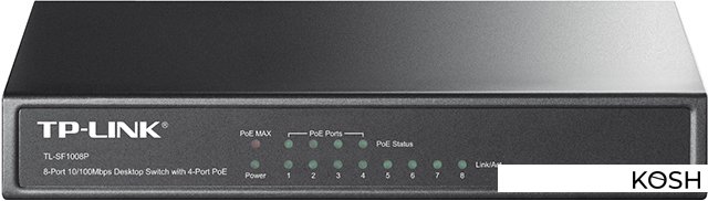 

Коммутатор TP-Link TL-SF1008P (8 портов, 100Mbps)