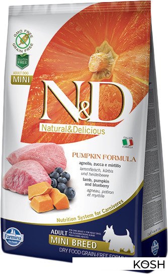 

Корм для собак Farmina N&D Grain Free Pumpkin Lamb & Blueberry Adult Mini (7кг)