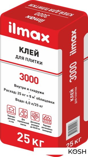 

Клей для плитки ilmax 3000 (25кг, для внутренних и наружных работ)