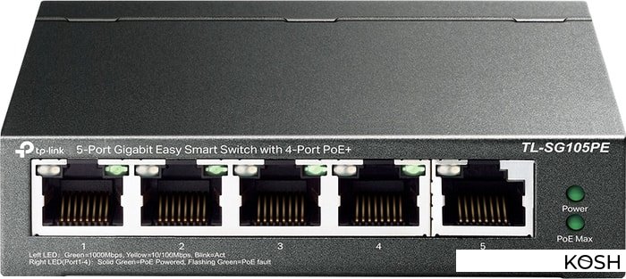 

Коммутатор TP-Link TL-SG105PE (5 портов, 1000Mbps)