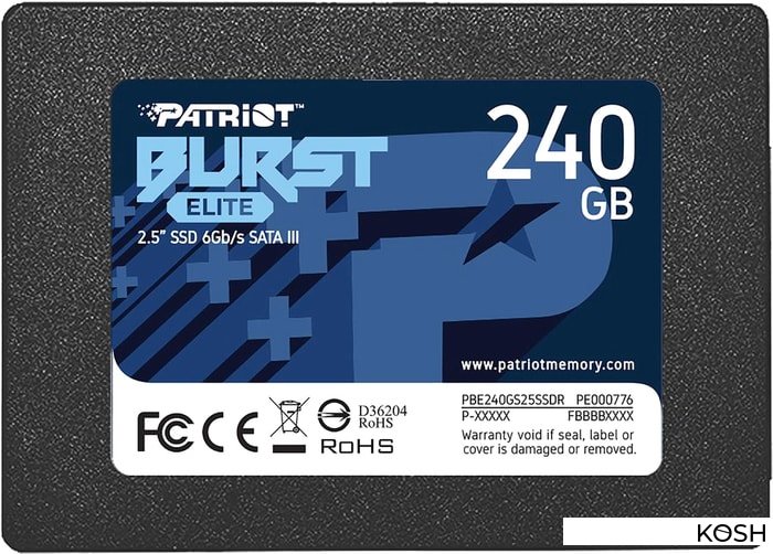 

SSD-накопитель 2.5' Patriot Burst Elit 240Gb (PBE240GS25SSDR)