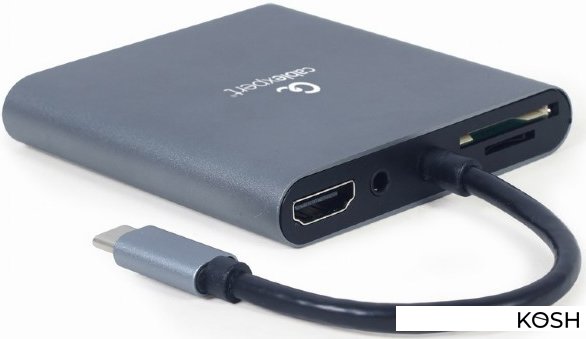 

Переходник Gembird A-CM-COMBO6-01 USB-CM 6-в-1 (Hub3.0 + HDMI + VGA + PD + кардридер + стерео-звук)