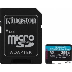 Карта памяти microSDXC 256Gb Kingston Class 10 UHS-I U3 + адаптер (SDCG3/256GB)