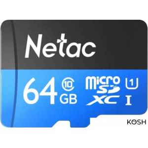 Карта памяти microSDXC 64Gb Netac P500 Standard UHS-I Cl.1 Class 10 + адаптер (NT02P500STN-064G-R)