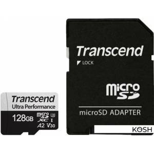 Карта памяти microSDXC 128Gb Transcend Class 10 UHS-I U3 + адаптер (TS128GUSD340S)